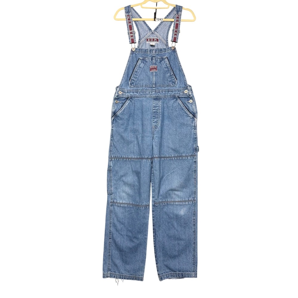B.U.M. Equipment Denim Overalls Womens M Blue Vintage Carpenter Bib Oversized